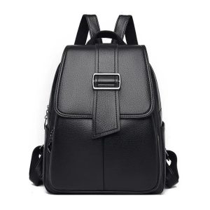 sac à dos en cuir noir pour femme