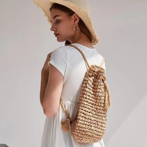 sac à dos en paille chic